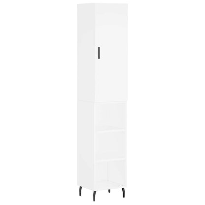 Highboard White 34.5x34x180 cm Engineered Wood
