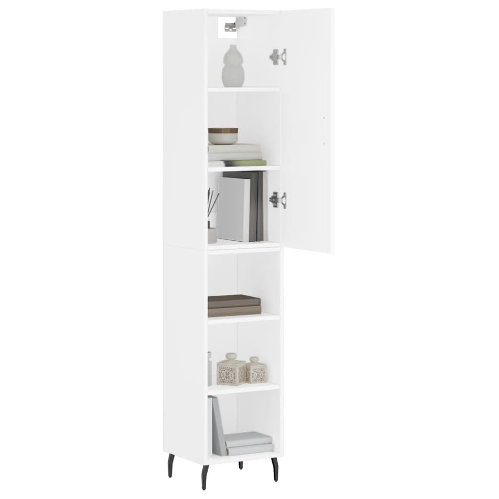 Highboard White 34.5x34x180 cm Engineered Wood