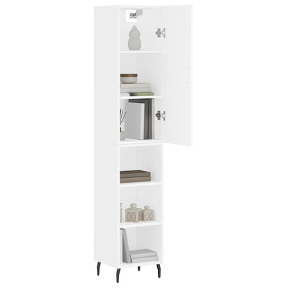 Highboard White 34.5x34x180 cm Engineered Wood