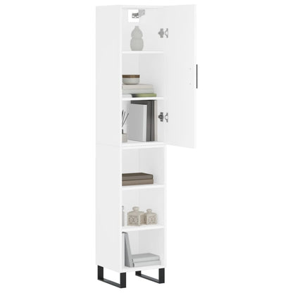 Highboard White 34.5x34x180 cm Engineered Wood