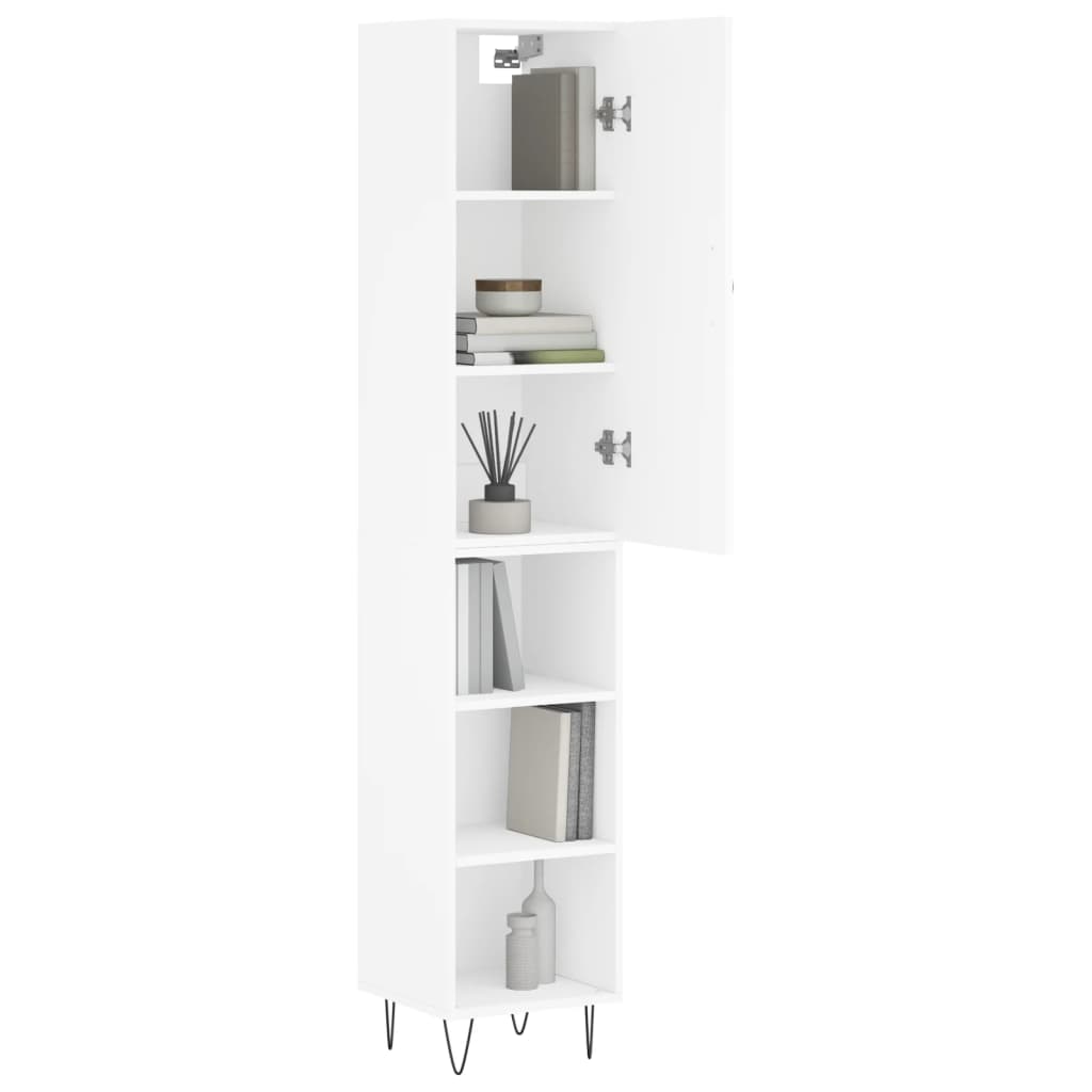 Highboard White 34.5x34x180 cm Engineered Wood