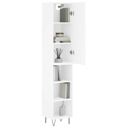 Highboard White 34.5x34x180 cm Engineered Wood
