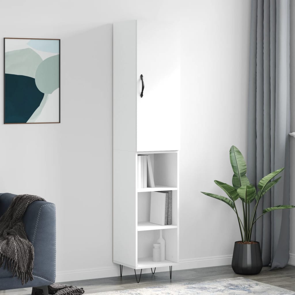 Highboard White 34.5x34x180 cm Engineered Wood