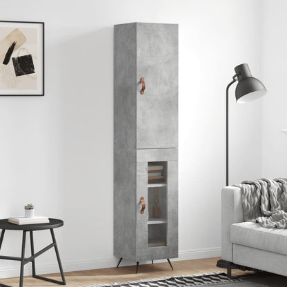 Highboard Concrete Grey 34.5x34x180 cm Engineered Wood