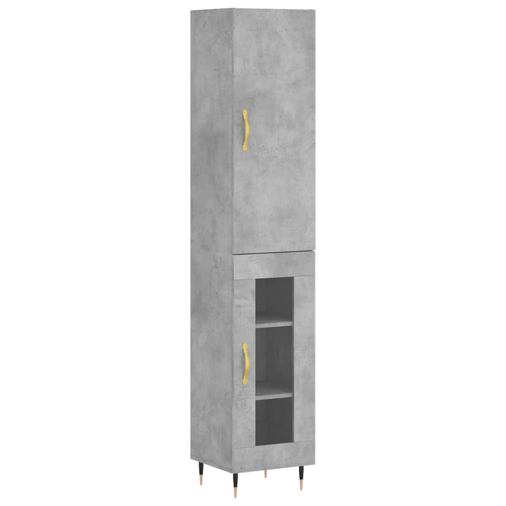 Highboard Concrete Grey 34.5x34x180 cm Engineered Wood