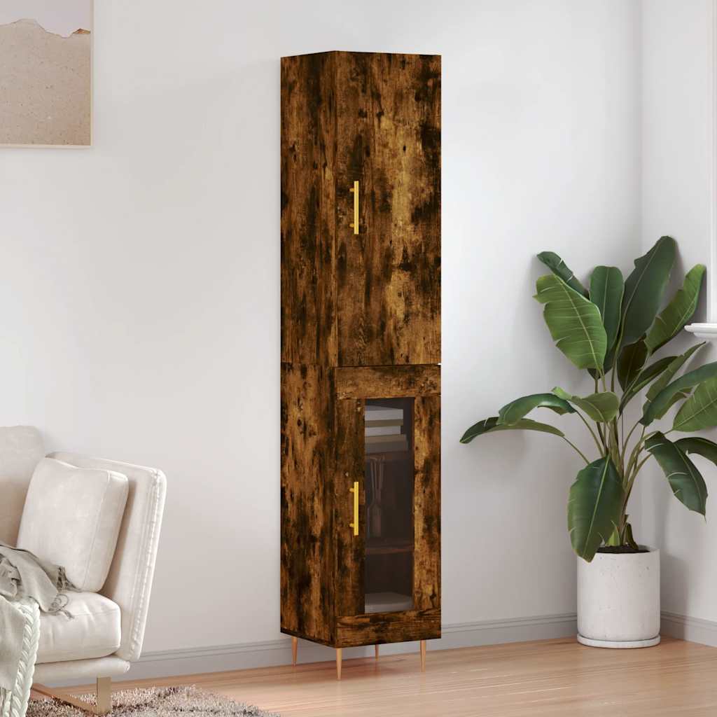 Highboard Smoked Oak 34.5x34x180 cm Engineered Wood