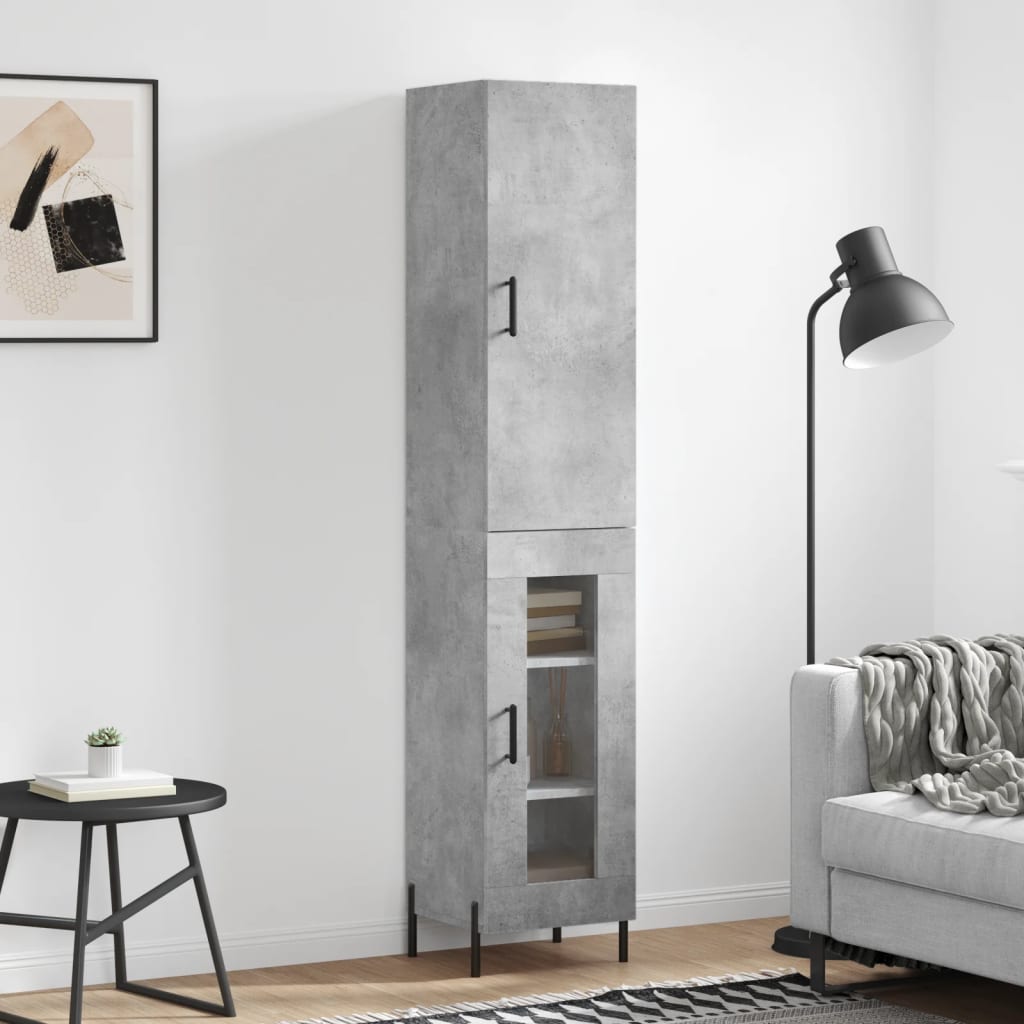 Highboard Concrete Grey 34.5x34x180 cm Engineered Wood