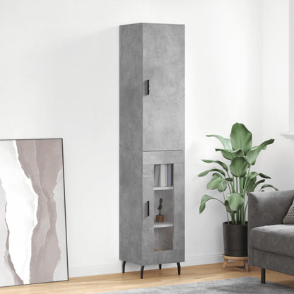 Highboard Concrete Grey 34.5x34x180 cm Engineered Wood