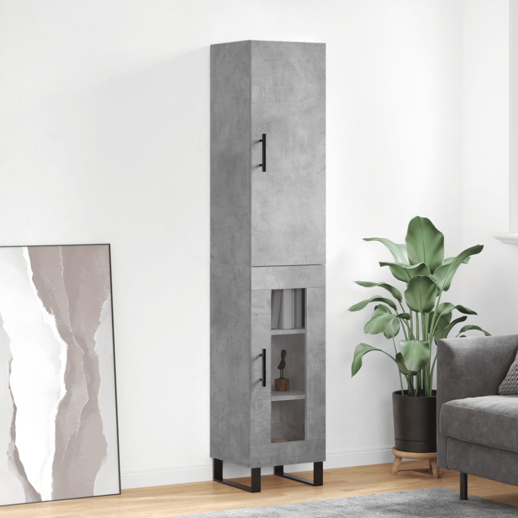 Highboard Concrete Grey 34.5x34x180 cm Engineered Wood