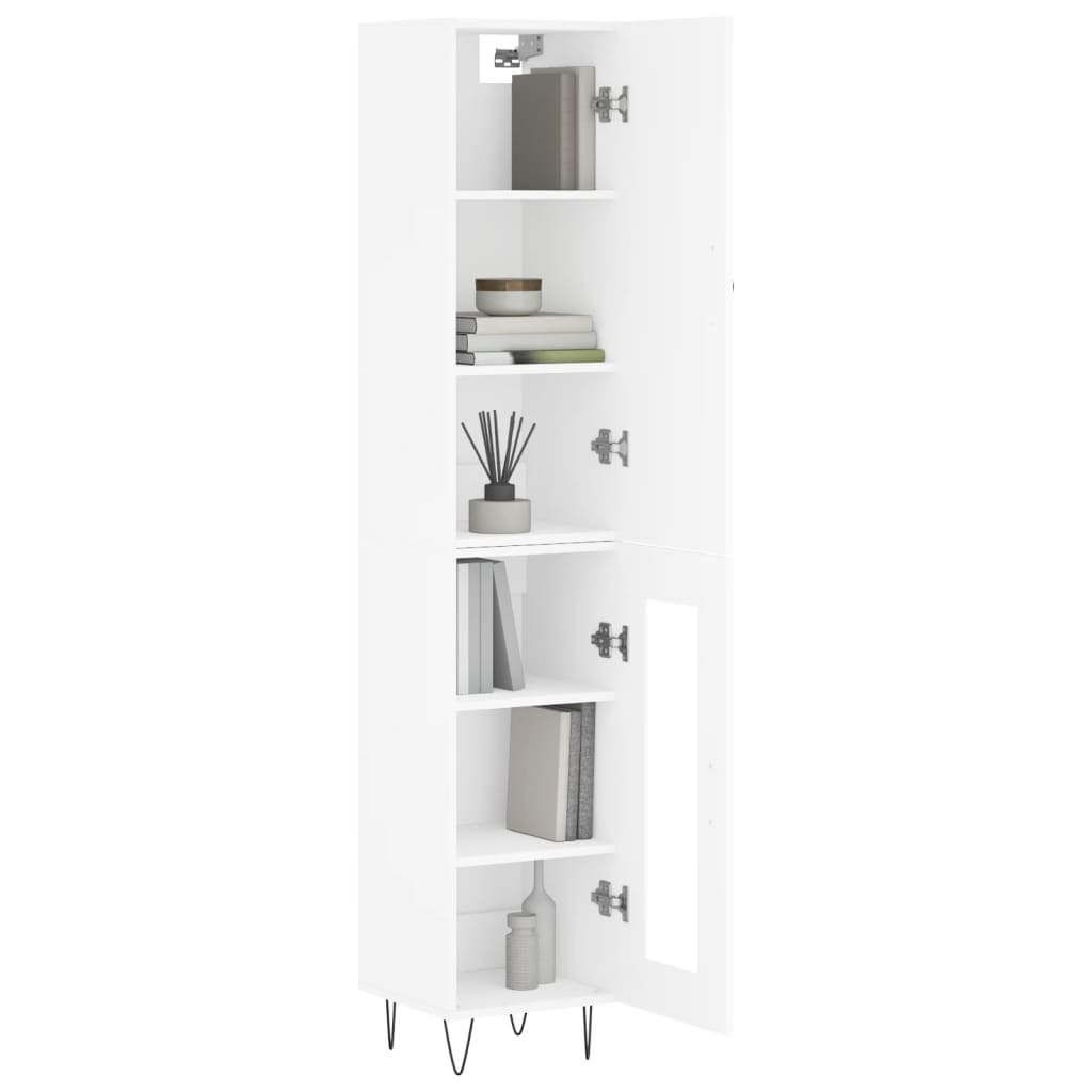 Highboard White 34,5x34x180 cm Engineered Wood