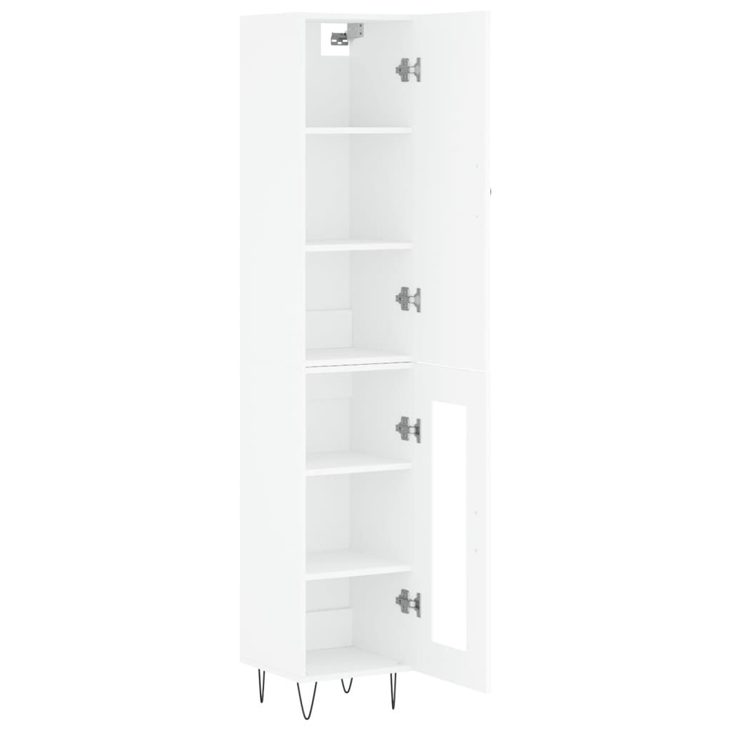 Highboard White 34,5x34x180 cm Engineered Wood