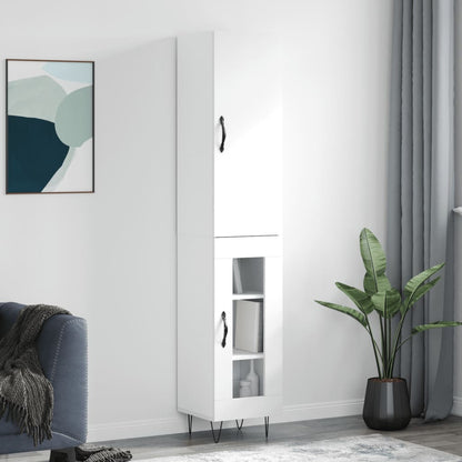 Highboard White 34,5x34x180 cm Engineered Wood
