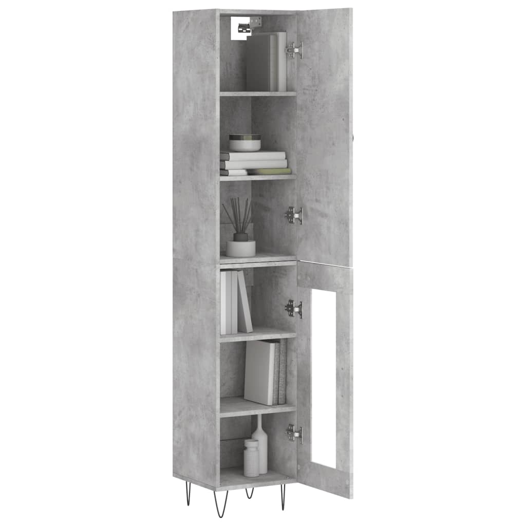 Highboard Concrete Grey 34.5x34x180 cm Engineered Wood