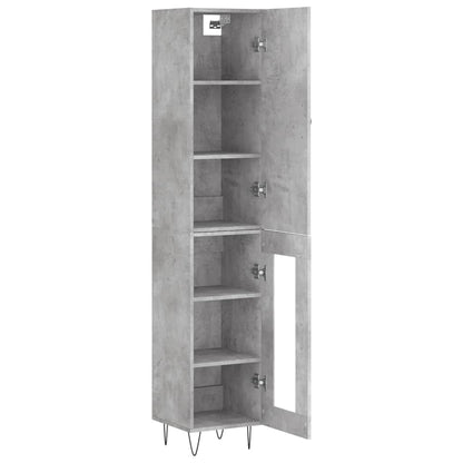 Highboard Concrete Grey 34.5x34x180 cm Engineered Wood