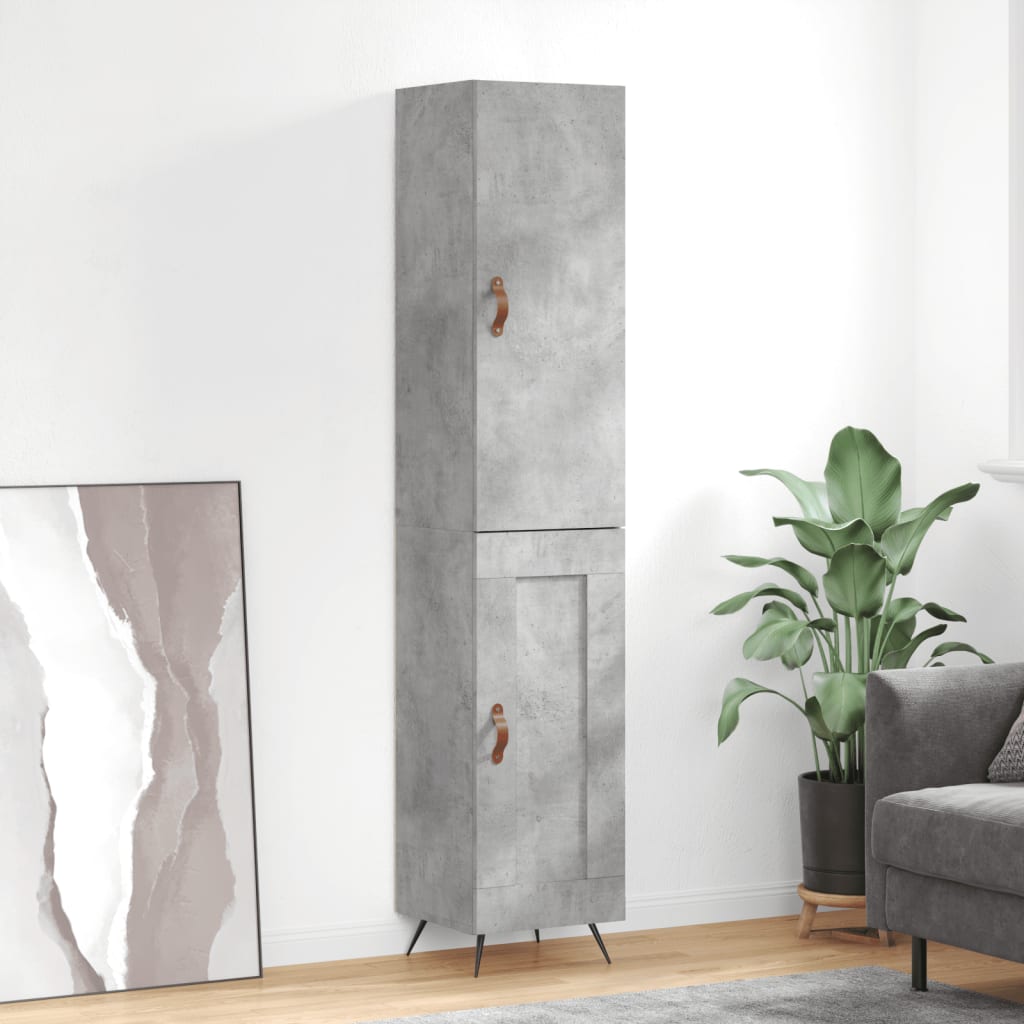 Highboard Concrete Grey 34.5x34x180 cm Engineered Wood