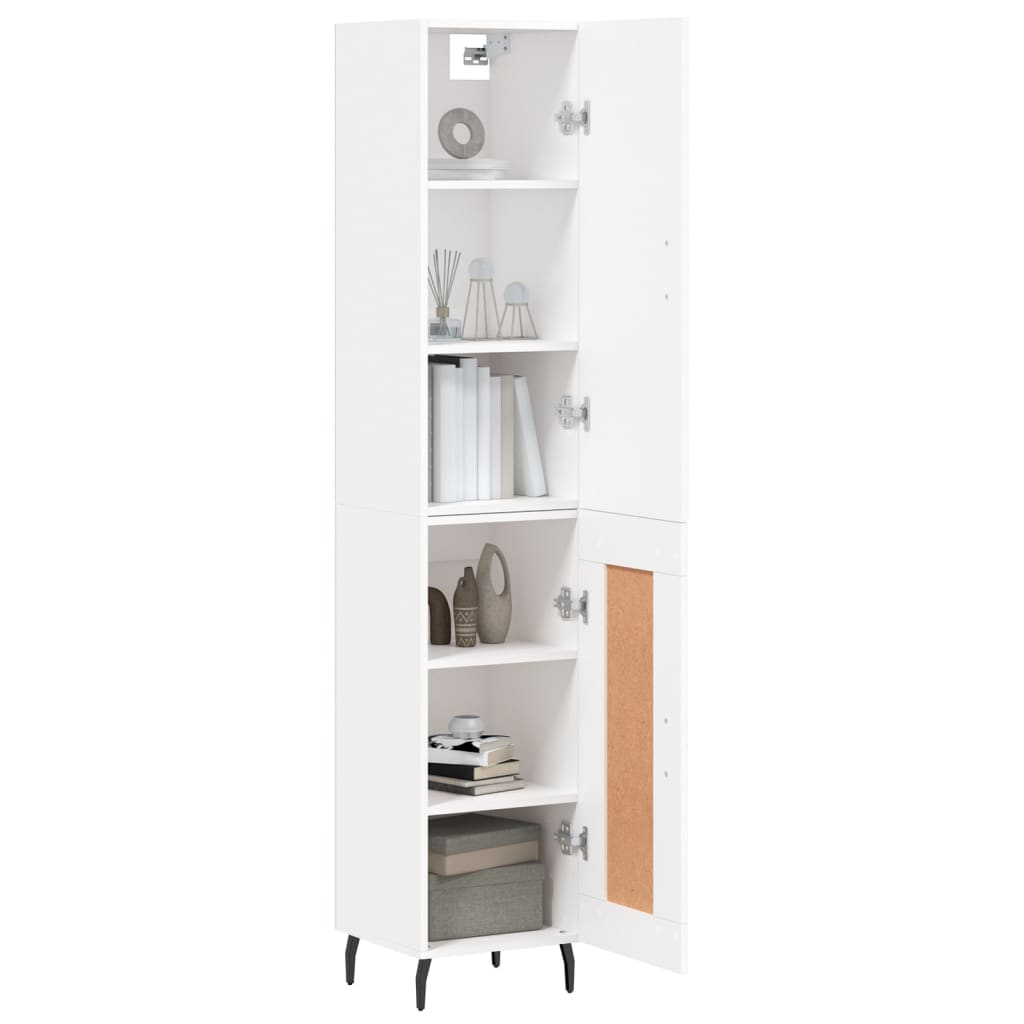 Highboard White 34.5x34x180 cm Engineered Wood