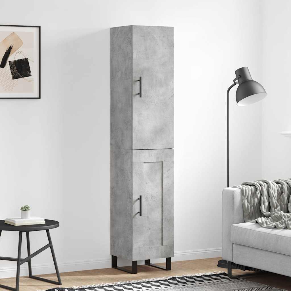 Highboard Concrete Grey 34.5x34x180 cm Engineered Wood