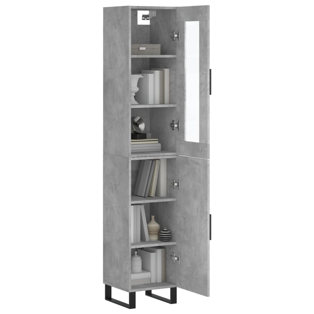 Highboard Concrete Grey 34.5x34x180 cm Engineered Wood