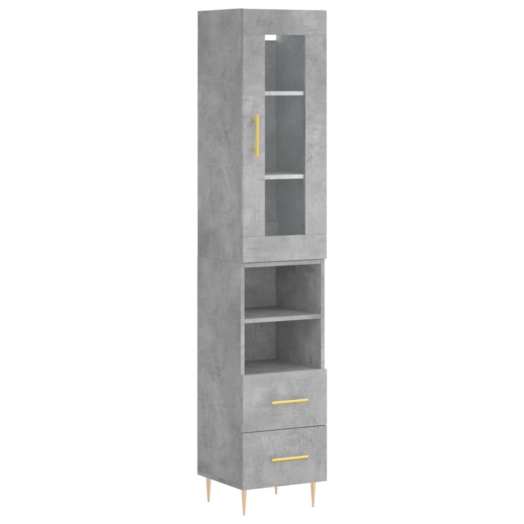 Highboard Concrete Grey 34.5x34x180 cm Engineered Wood