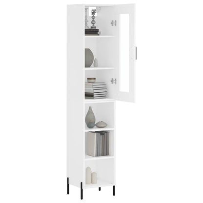 Highboard White 34.5x34x180 cm Engineered Wood