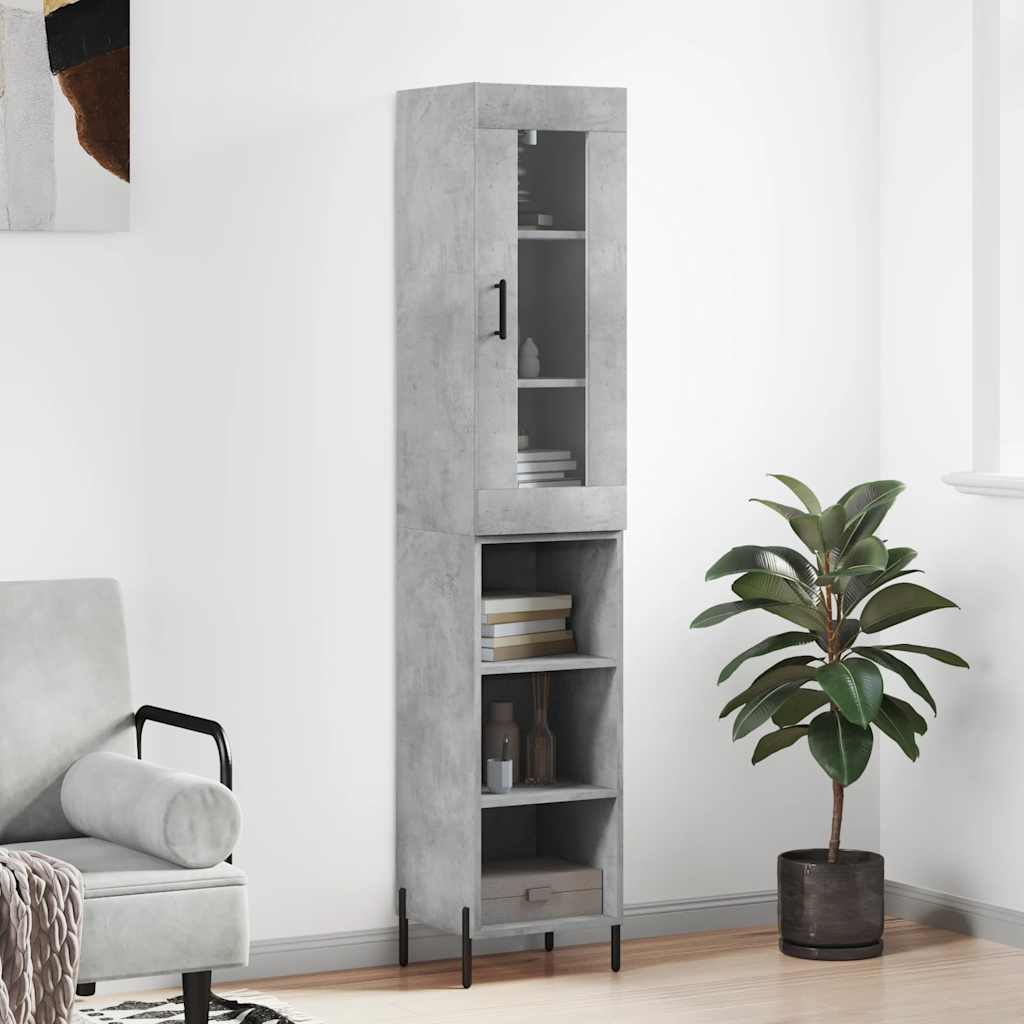 Highboard Concrete Grey 34.5x34x180 cm Engineered Wood