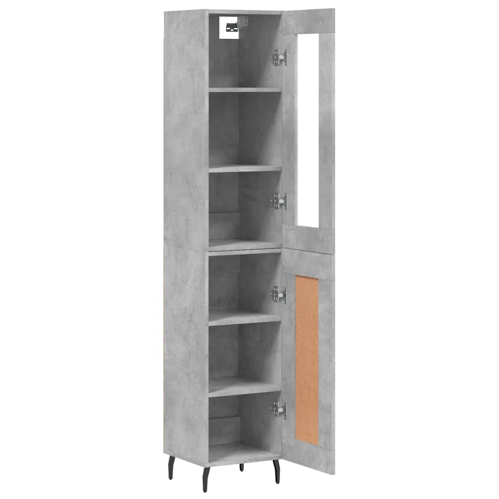 Highboard Concrete Grey 34.5x34x180 cm Engineered Wood