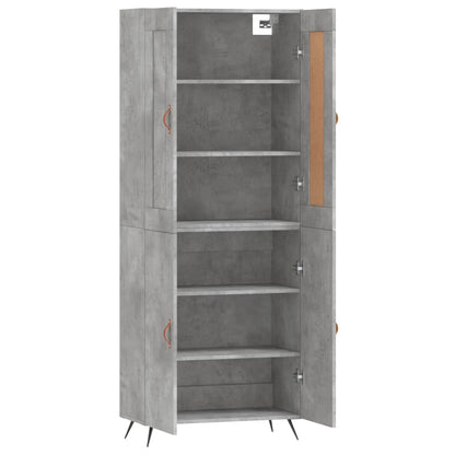 Highboard Concrete Grey 69.5x34x180 cm Engineered Wood