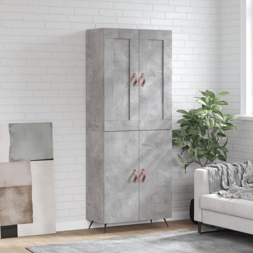 Highboard Concrete Grey 69.5x34x180 cm Engineered Wood