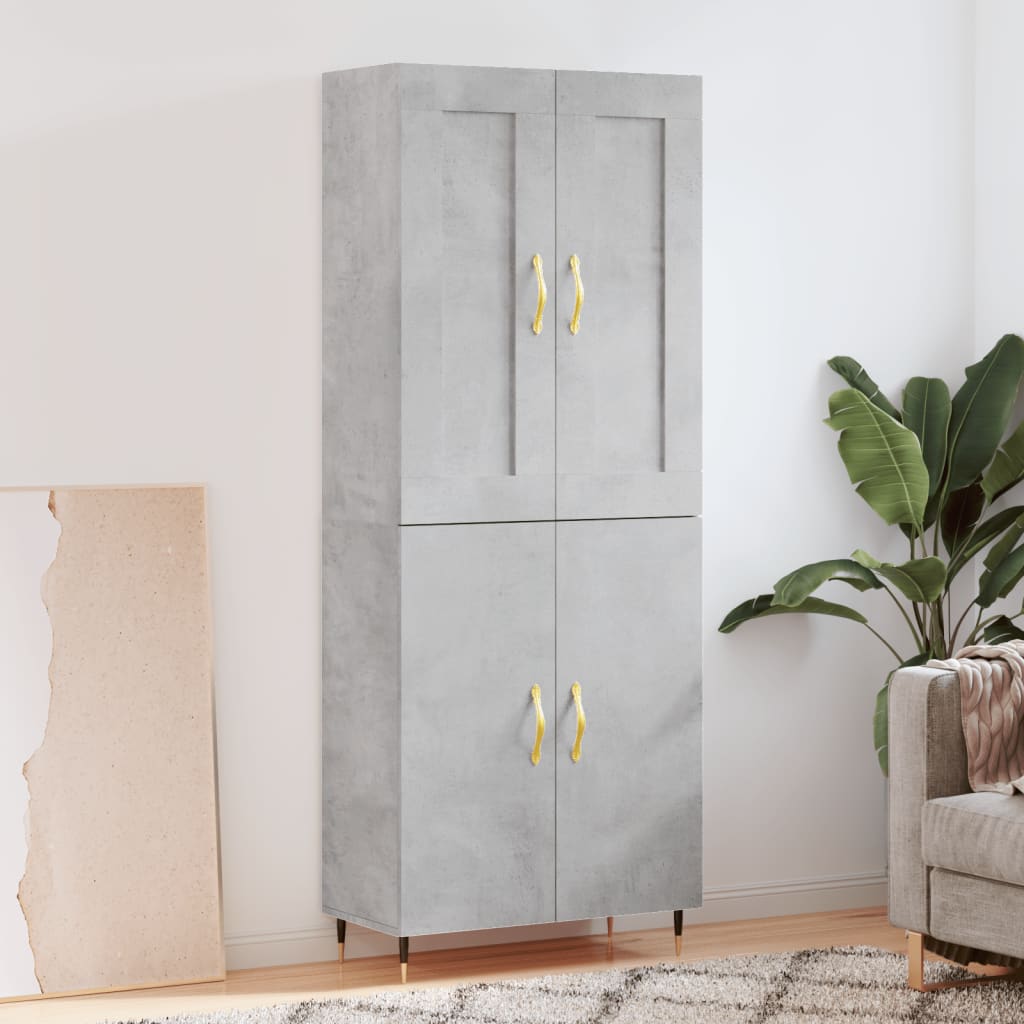 Highboard Concrete Grey 69.5x34x180 cm Engineered Wood