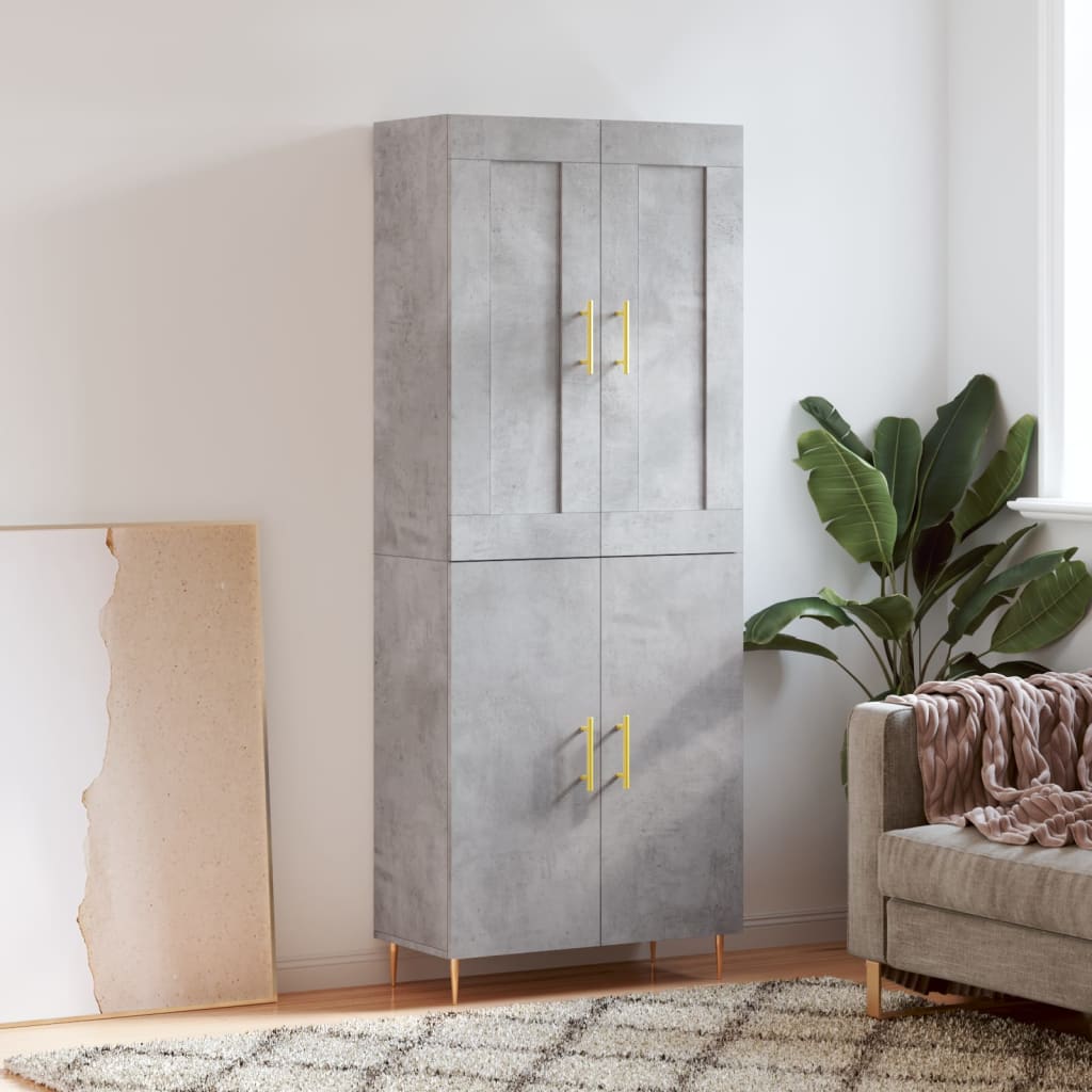 Highboard Concrete Grey 69.5x34x180 cm Engineered Wood