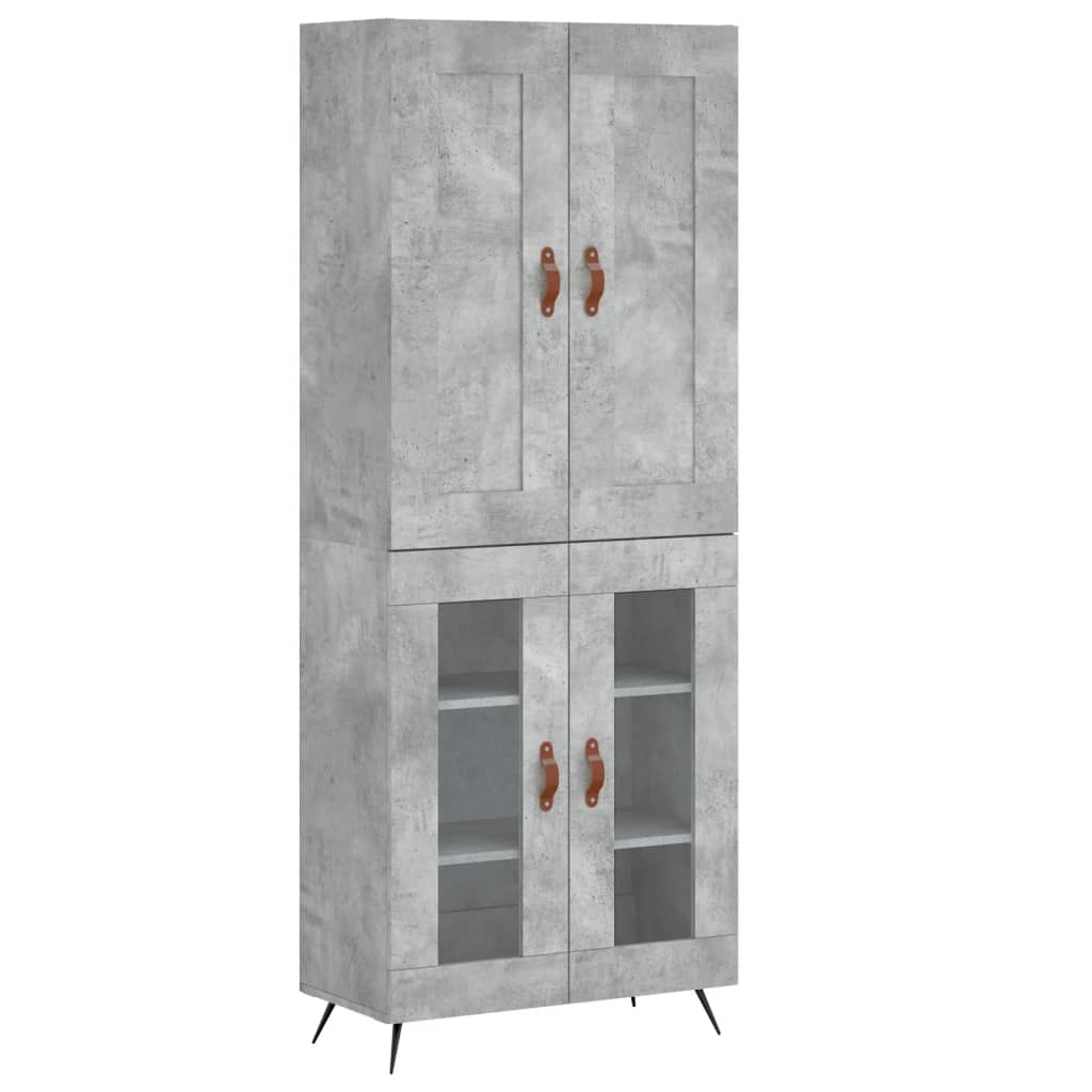Highboard Concrete Grey 69.5x34x180 cm Engineered Wood