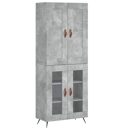 Highboard Concrete Grey 69.5x34x180 cm Engineered Wood