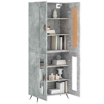 Highboard Concrete Grey 69.5x34x180 cm Engineered Wood