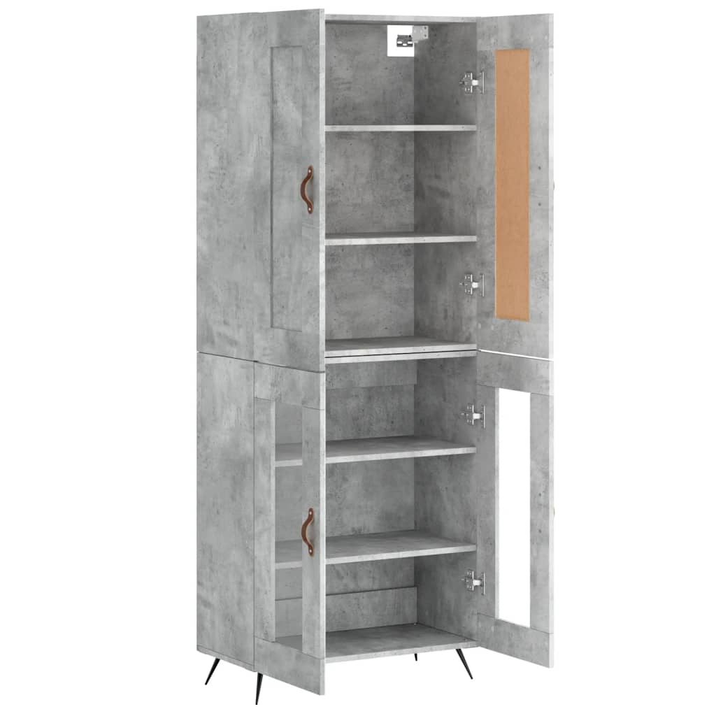 Highboard Concrete Grey 69.5x34x180 cm Engineered Wood