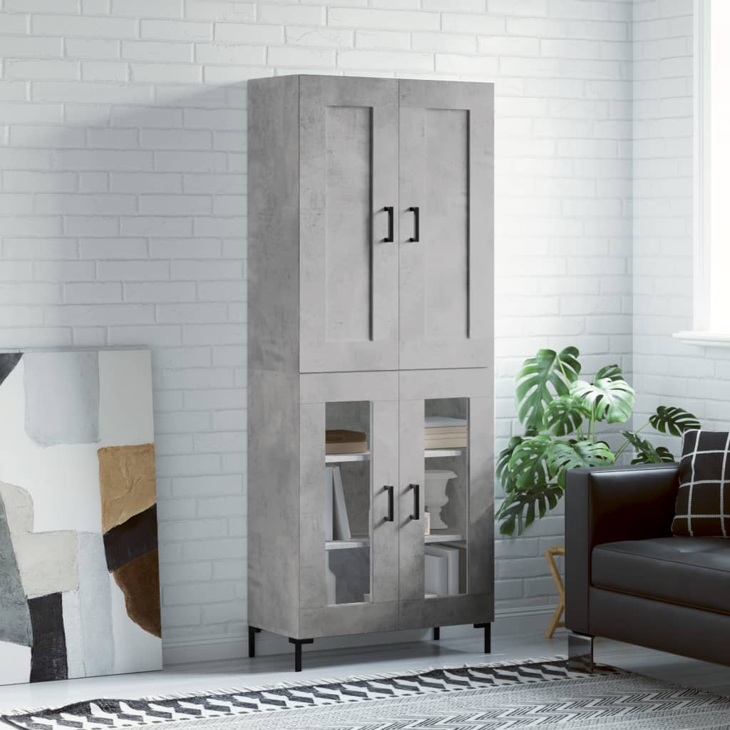 Highboard Concrete Grey 69.5x34x180 cm Engineered Wood