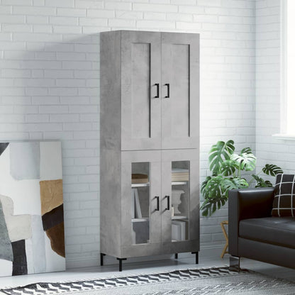 Highboard Concrete Grey 69.5x34x180 cm Engineered Wood
