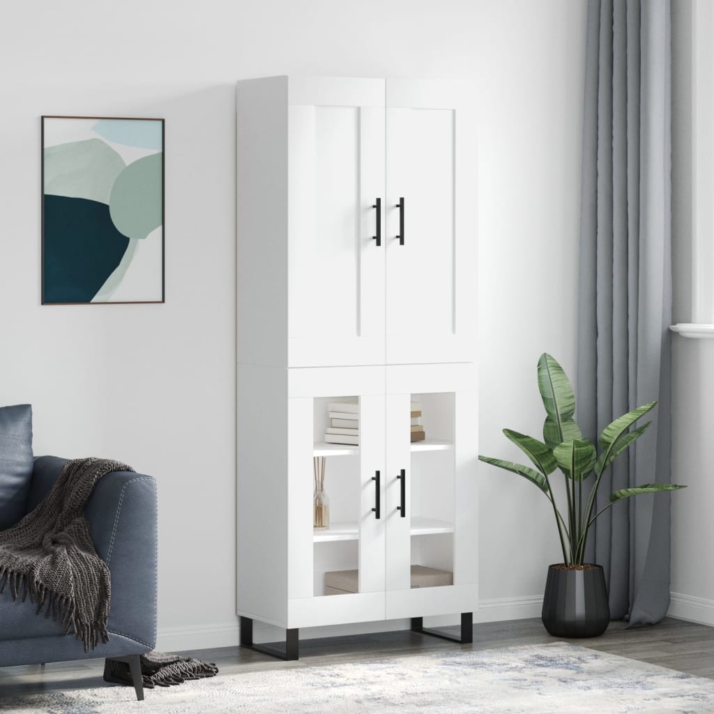 Highboard White 69,5x34x180 cm Engineered Wood