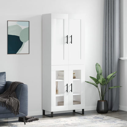 Highboard White 69,5x34x180 cm Engineered Wood