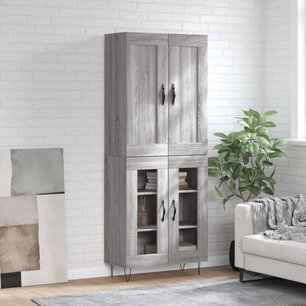 Highboard Grey Sonoma 69,5x34x180 cm Engineered Wood