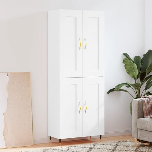 Highboard White 69,5x34x180 cm Engineered Wood