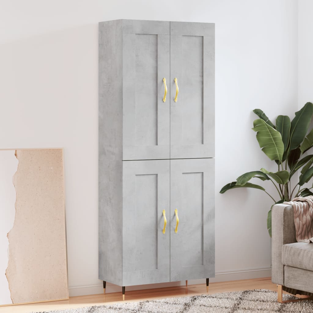 Highboard Concrete Grey 69.5x34x180 cm Engineered Wood