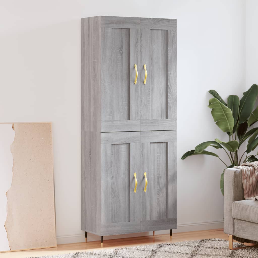 Highboard Grey Sonoma 69.5x34x180 cm Engineered Wood