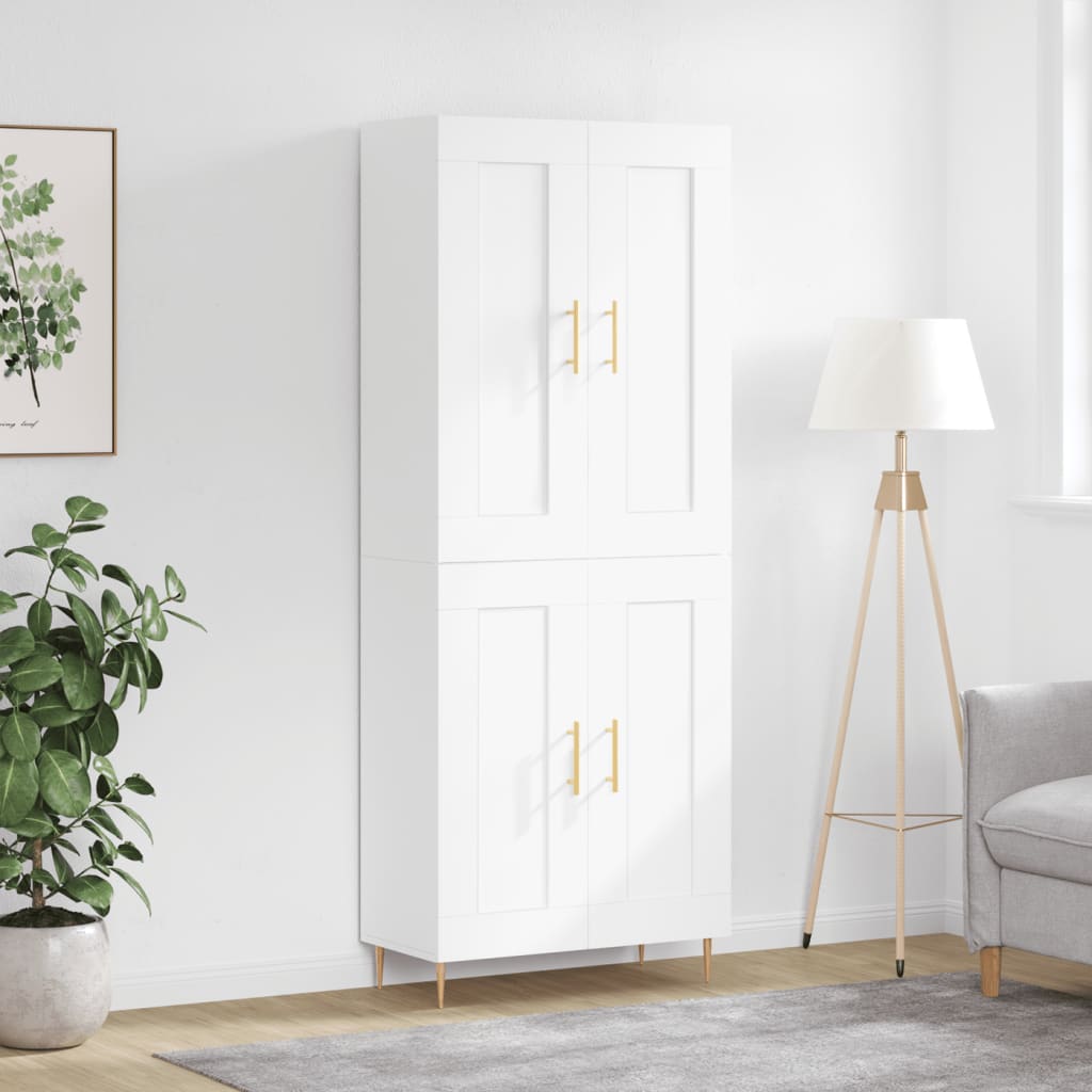 Highboard White 69,5x34x180 cm Engineered Wood