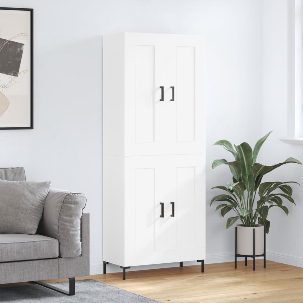 Highboard White 69,5x34x180 cm Engineered Wood