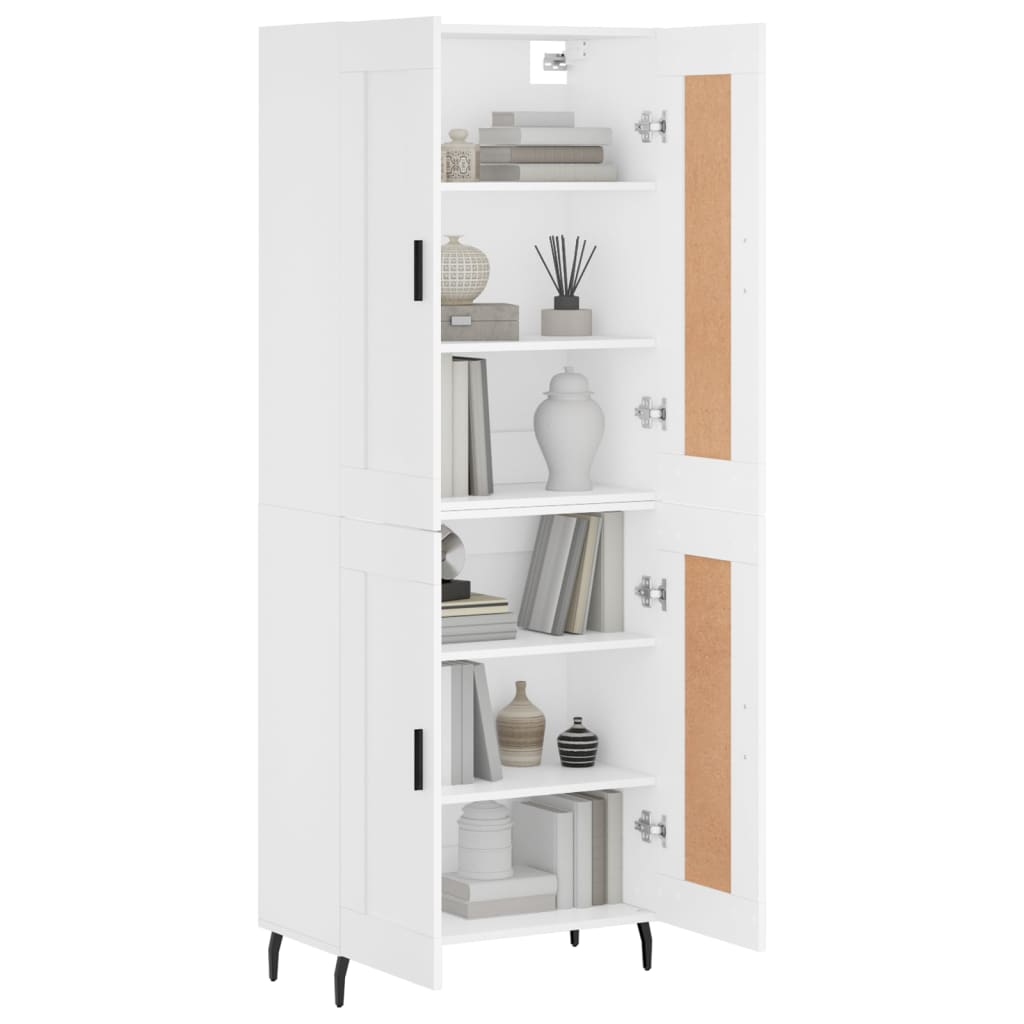 Highboard White 69,5x34x180 cm Engineered Wood