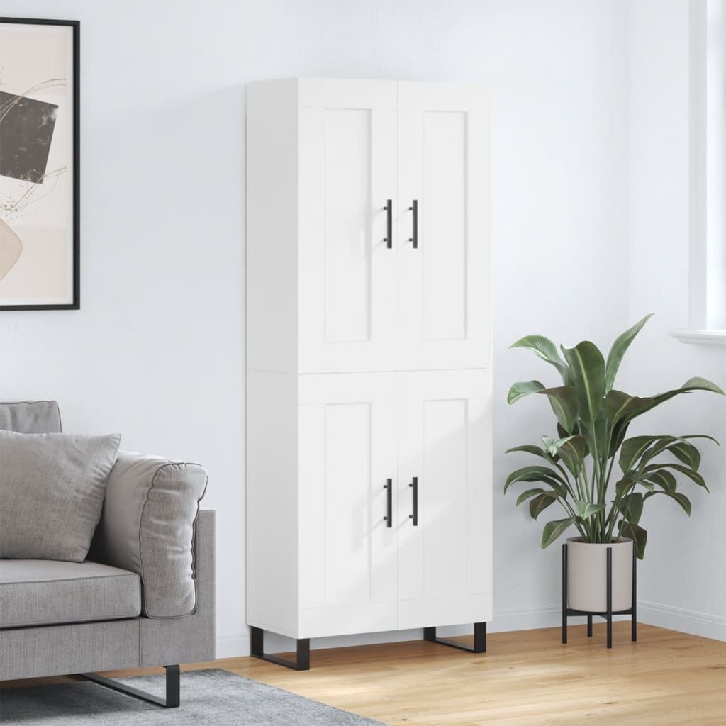 Highboard White 69,5x34x180 cm Engineered Wood