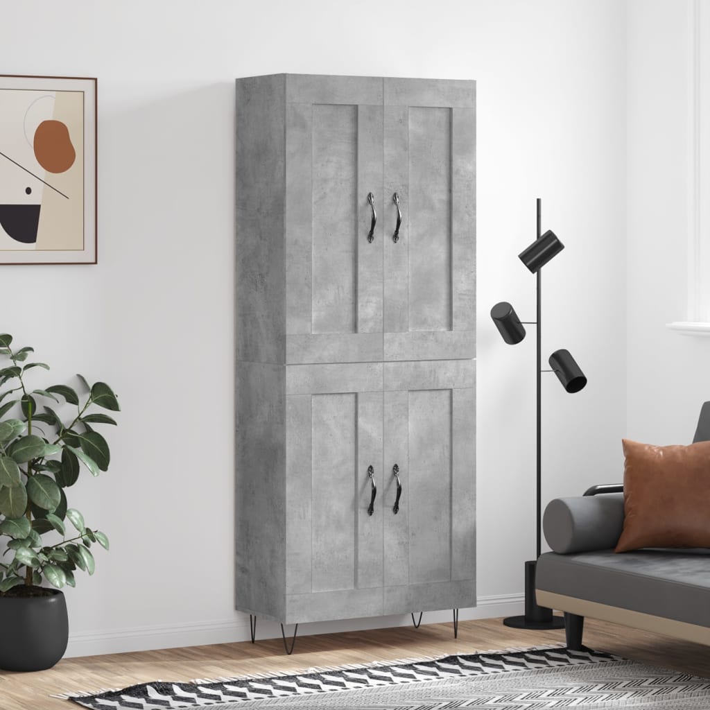 Highboard Concrete Grey 69,5x34x180 cm Engineered Wood