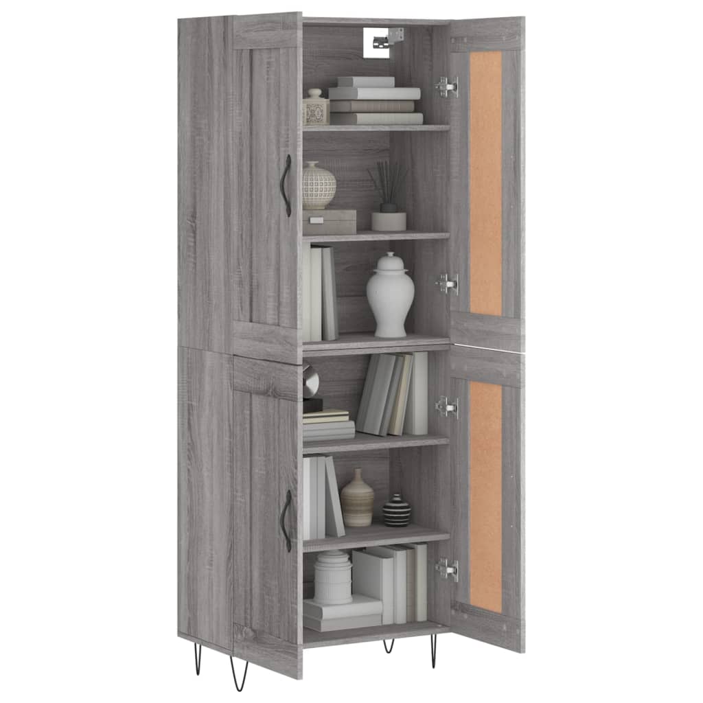 Highboard Grey Sonoma 69,5x34x180 cm Engineered Wood
