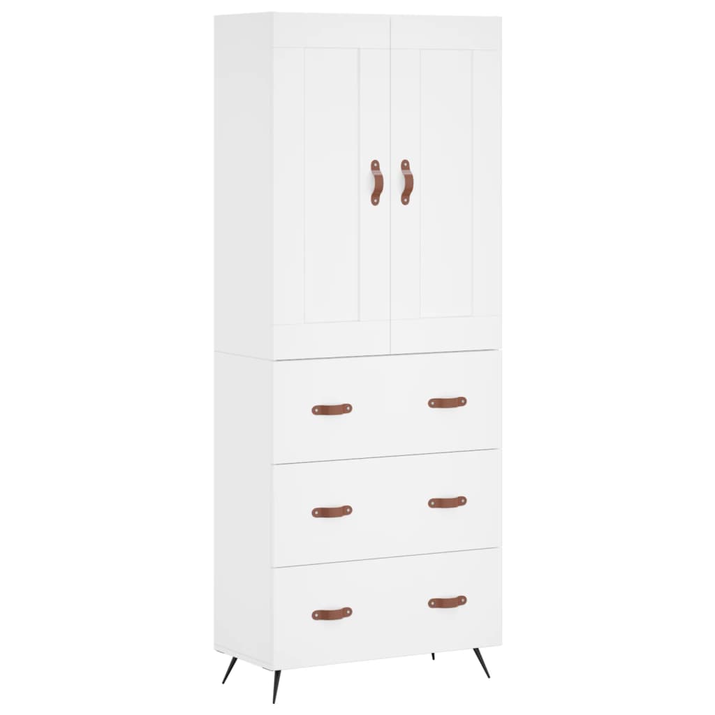 Highboard White 69.5x34x180 cm Engineered Wood