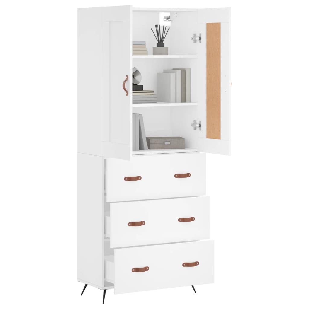 Highboard White 69,5x34x180 cm Engineered Wood